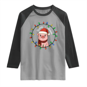 Funny Merry Oinkmas Raglan Shirt Farmer Christmas Pig Lover Gift TS12 Sport Gray Black Print Your Wear