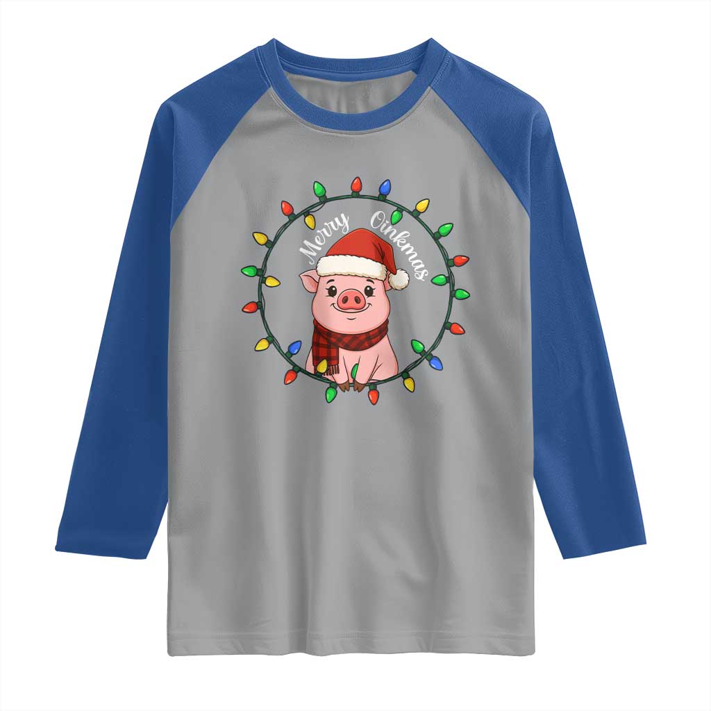 Funny Merry Oinkmas Raglan Shirt Farmer Christmas Pig Lover Gift TS12 Sport Gray Royal Print Your Wear