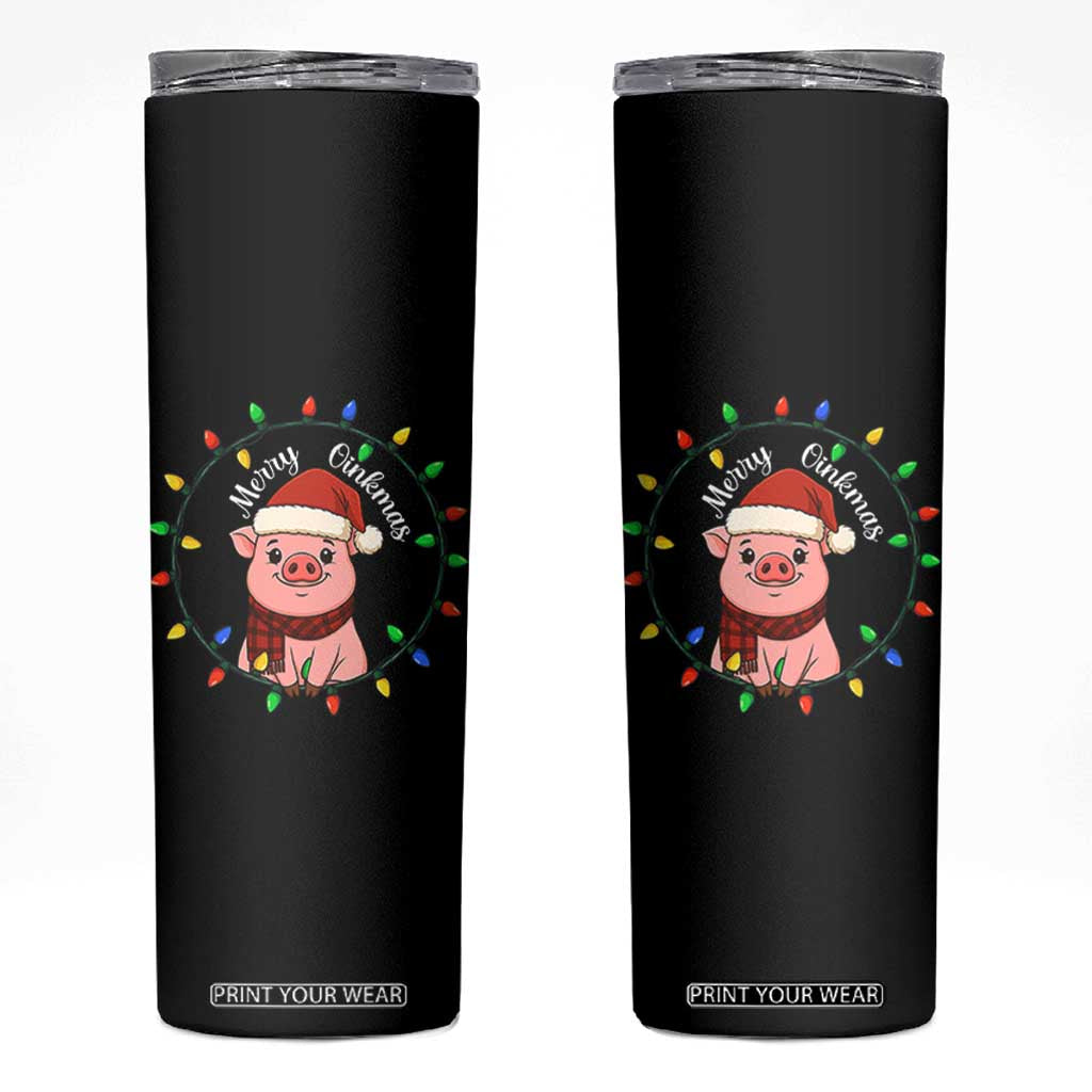 Funny Merry Oinkmas Skinny Tumbler Farmer Christmas Pig Lover Gift TS12 Black Print Your Wear