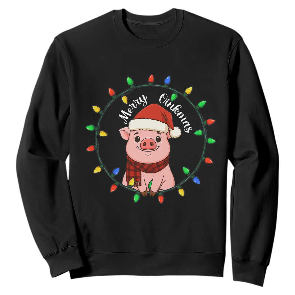 Funny Merry Oinkmas Sweatshirt Farmer Christmas Pig Lover Gift TS12 Black Print Your Wear