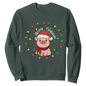 Funny Merry Oinkmas Sweatshirt Farmer Christmas Pig Lover Gift TS12 Dark Forest Green Print Your Wear