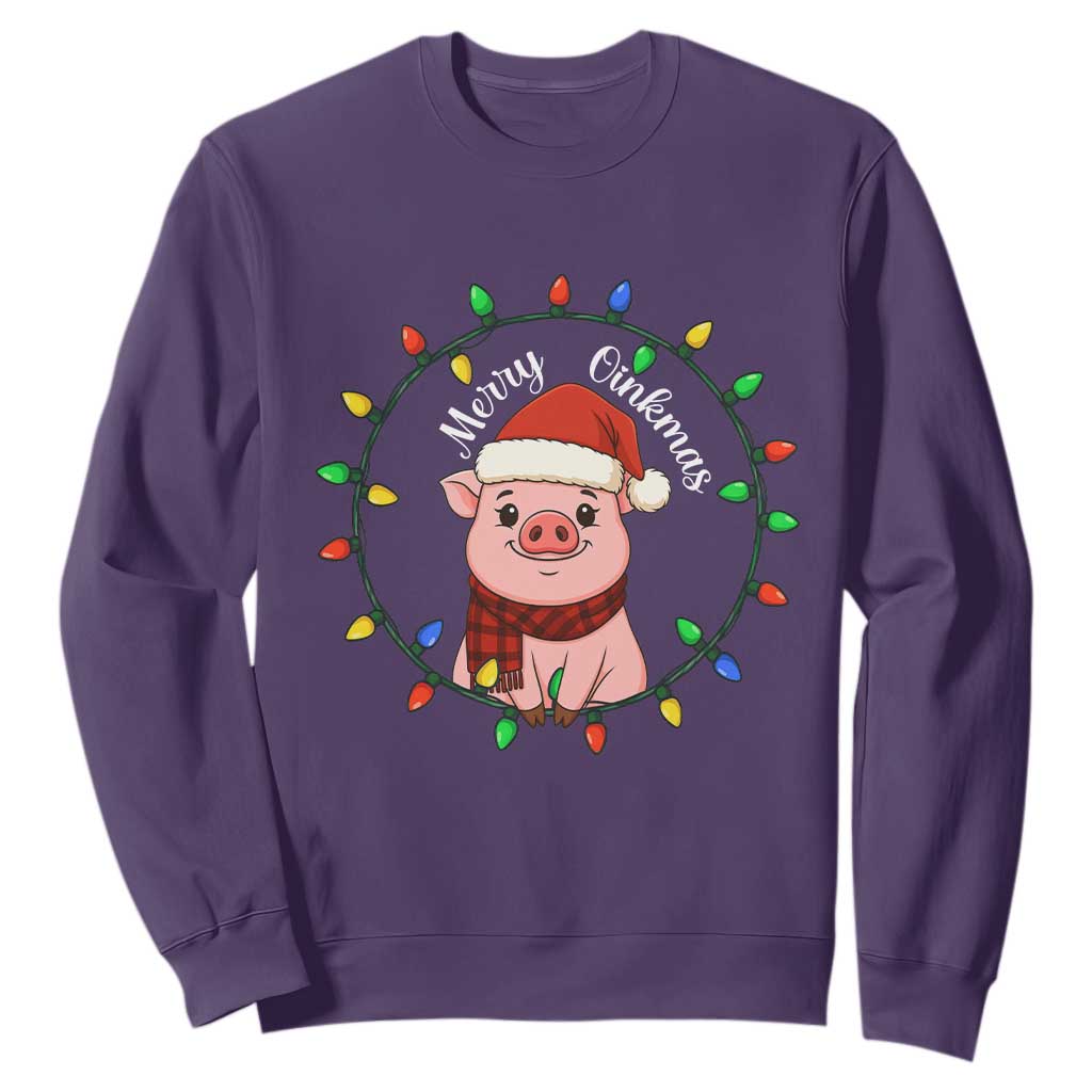 Funny Merry Oinkmas Sweatshirt Farmer Christmas Pig Lover Gift TS12 Purple Print Your Wear