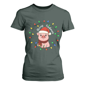 Funny Merry Oinkmas T Shirt For Women Farmer Christmas Pig Lover Gift TS12 Dark Forest Green Print Your Wear