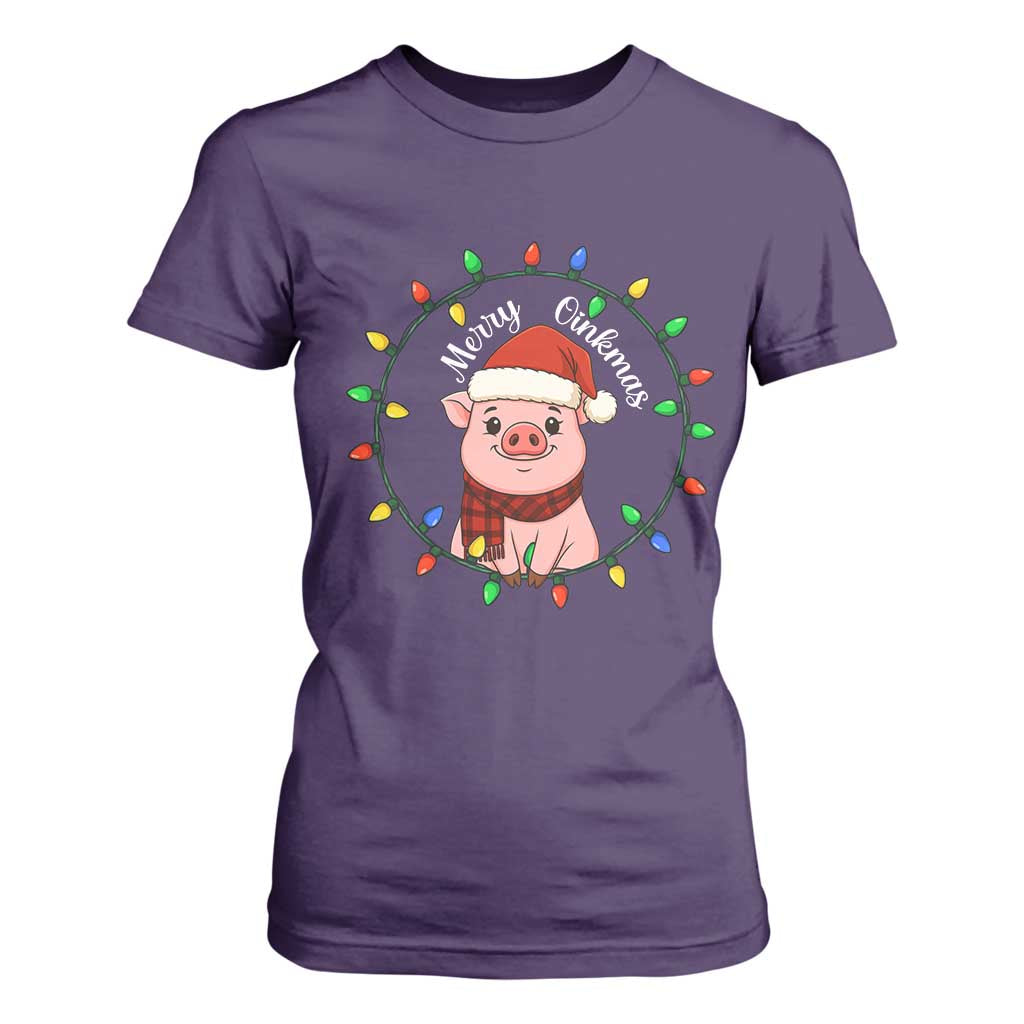 Funny Merry Oinkmas T Shirt For Women Farmer Christmas Pig Lover Gift TS12 Purple Print Your Wear