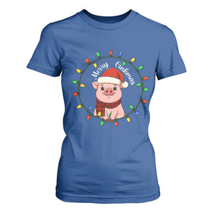 Funny Merry Oinkmas T Shirt For Women Farmer Christmas Pig Lover Gift TS12 Royal Blue Print Your Wear