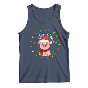 Funny Merry Oinkmas Tank Top Farmer Christmas Pig Lover Gift TS12 Navy Print Your Wear