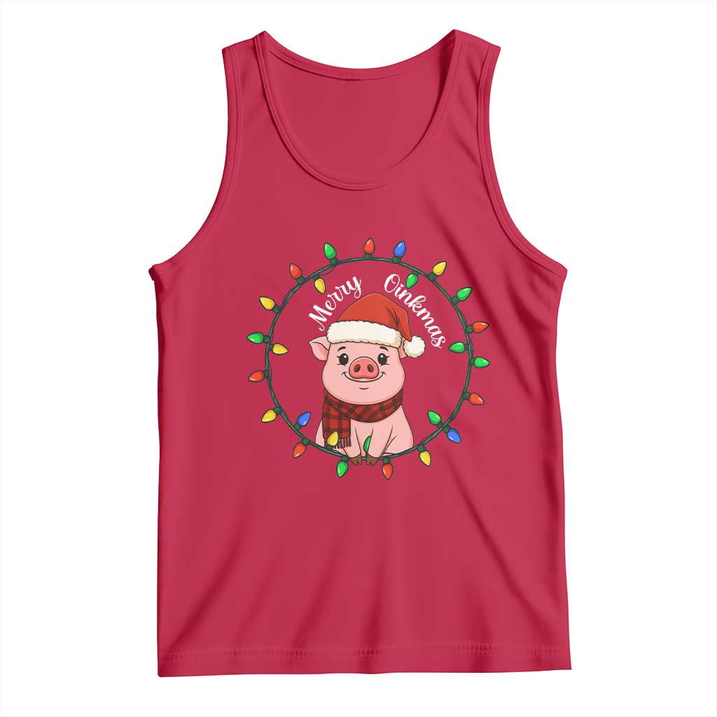 Funny Merry Oinkmas Tank Top Farmer Christmas Pig Lover Gift TS12 Red Print Your Wear