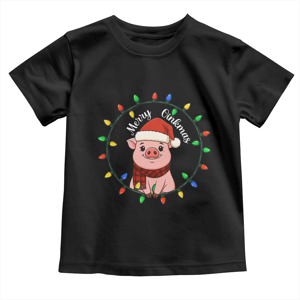 Funny Merry Oinkmas Toddler T Shirt Farmer Christmas Pig Lover Gift TS12 Black Print Your Wear