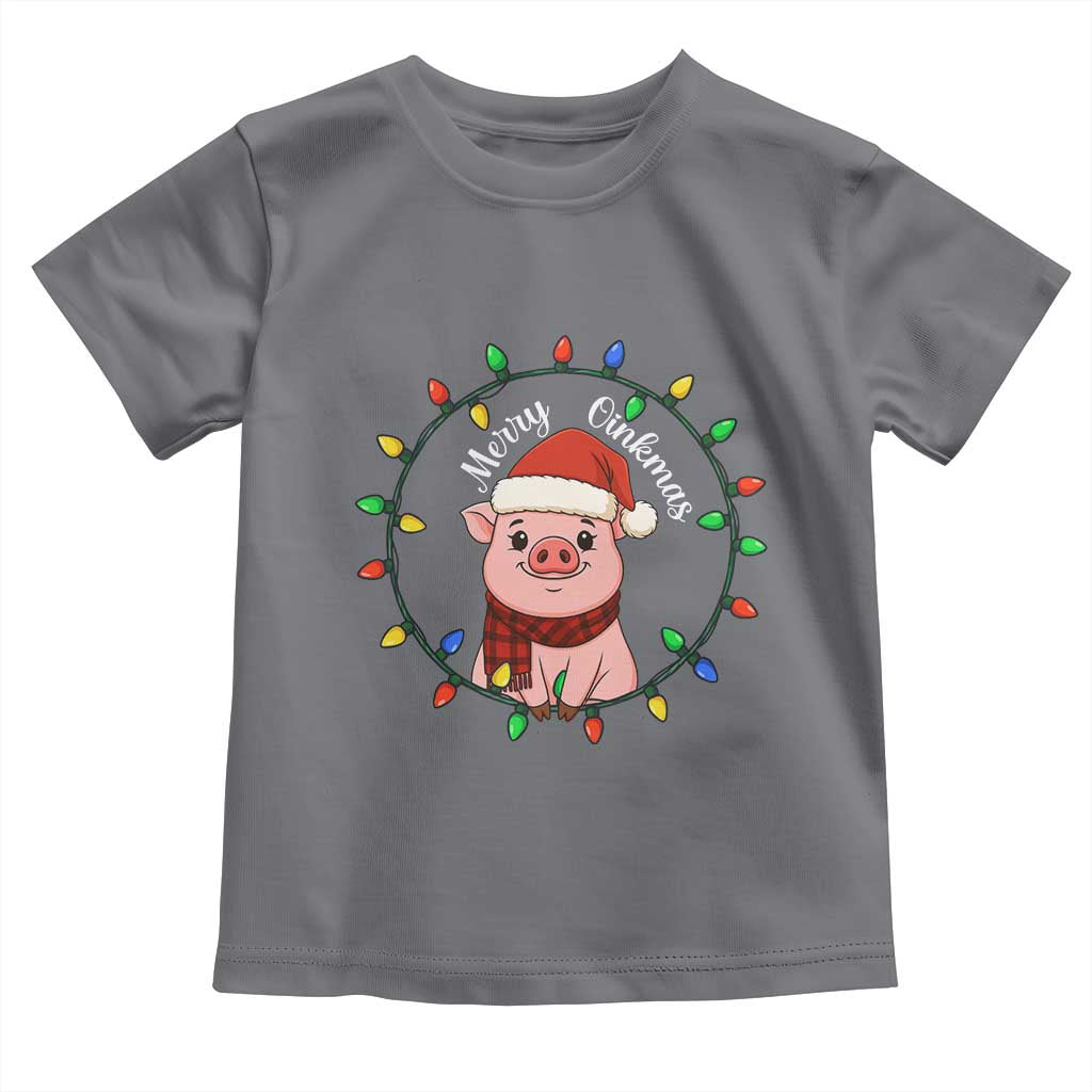 Funny Merry Oinkmas Toddler T Shirt Farmer Christmas Pig Lover Gift TS12 Charcoal Print Your Wear