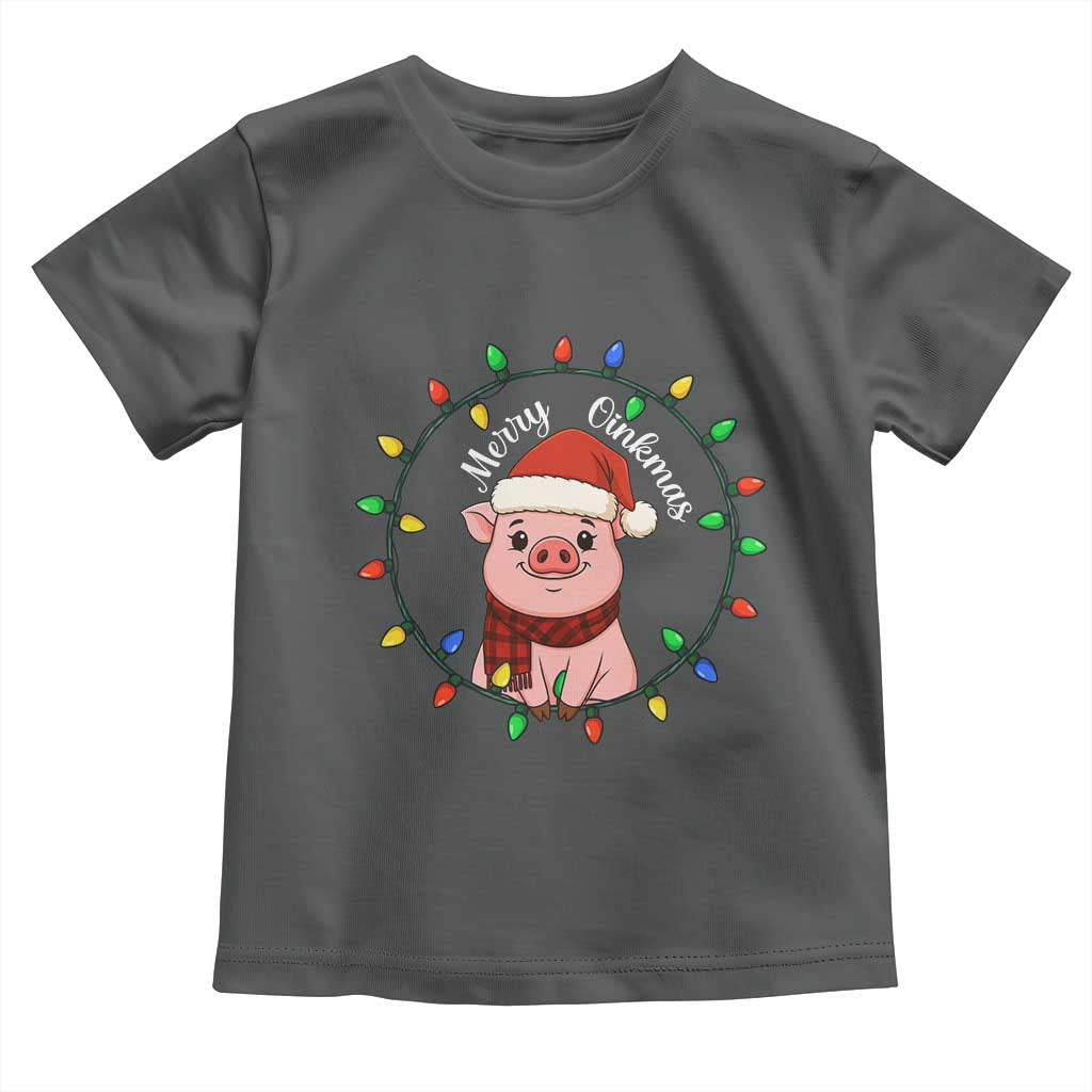 Funny Merry Oinkmas Toddler T Shirt Farmer Christmas Pig Lover Gift TS12 Dark Heather Print Your Wear