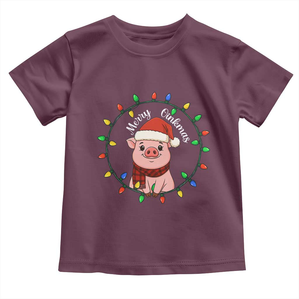 Funny Merry Oinkmas Toddler T Shirt Farmer Christmas Pig Lover Gift TS12 Maroon Print Your Wear