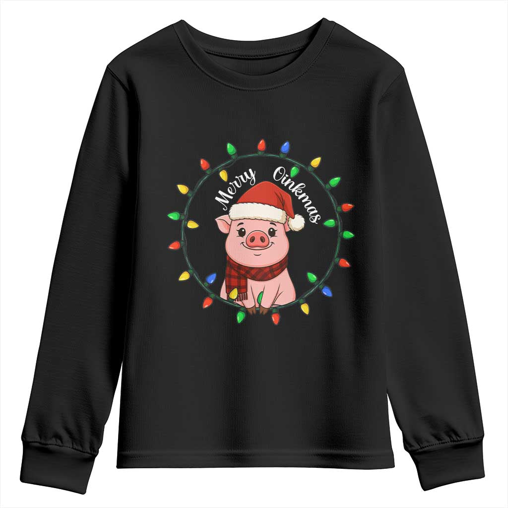 Funny Merry Oinkmas Youth Sweatshirt Farmer Christmas Pig Lover Gift TS12 Black Print Your Wear