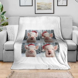 Funny Pig With Santa Hat Photobooth Throw Blanket Christmas Gift TS12 Print Your Wear