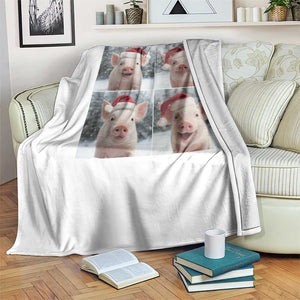 Funny Pig With Santa Hat Photobooth Throw Blanket Christmas Gift TS12 Print Your Wear