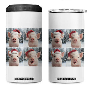 Funny Pig With Santa Hat Photobooth 4 in 1 Can Cooler Tumbler Christmas Gift TS12 One Size: 16 oz White Print Your Wear