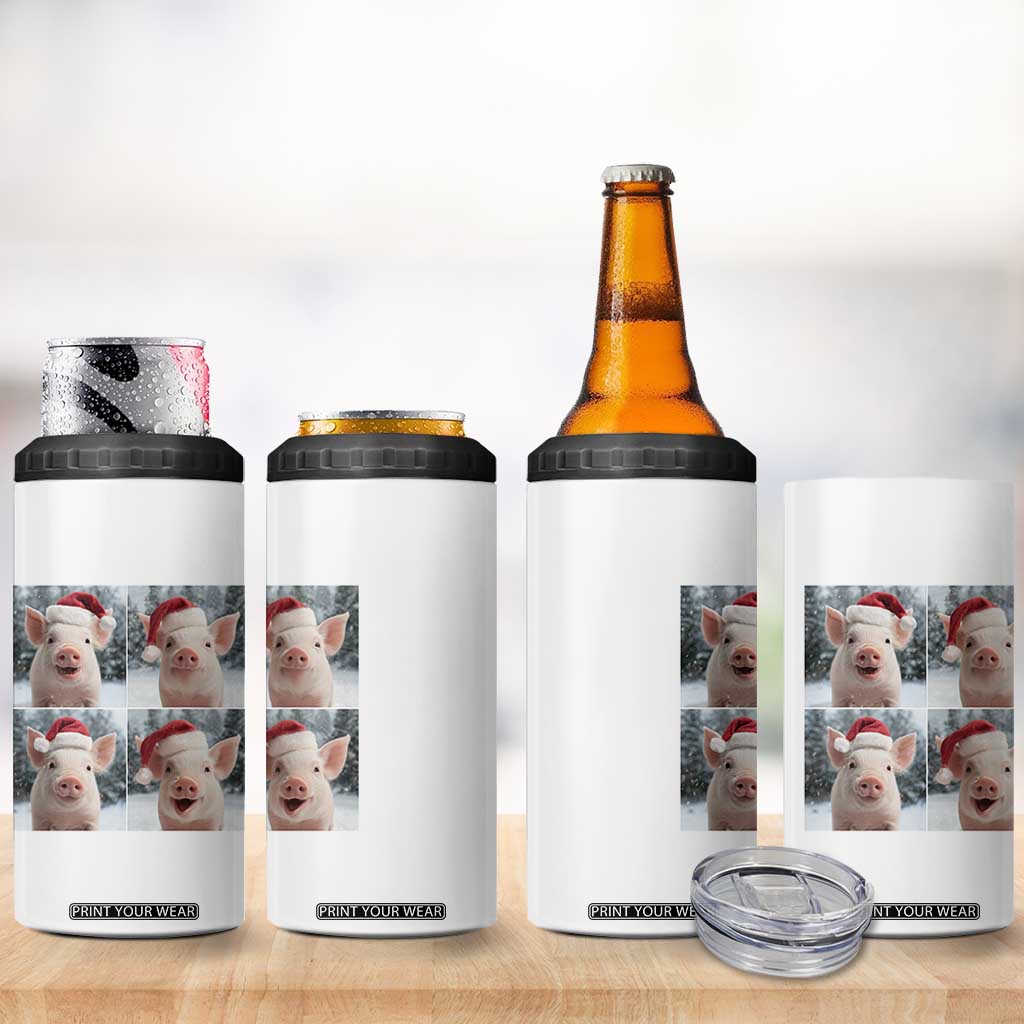 Funny Pig With Santa Hat Photobooth 4 in 1 Can Cooler Tumbler Christmas Gift TS12 Print Your Wear