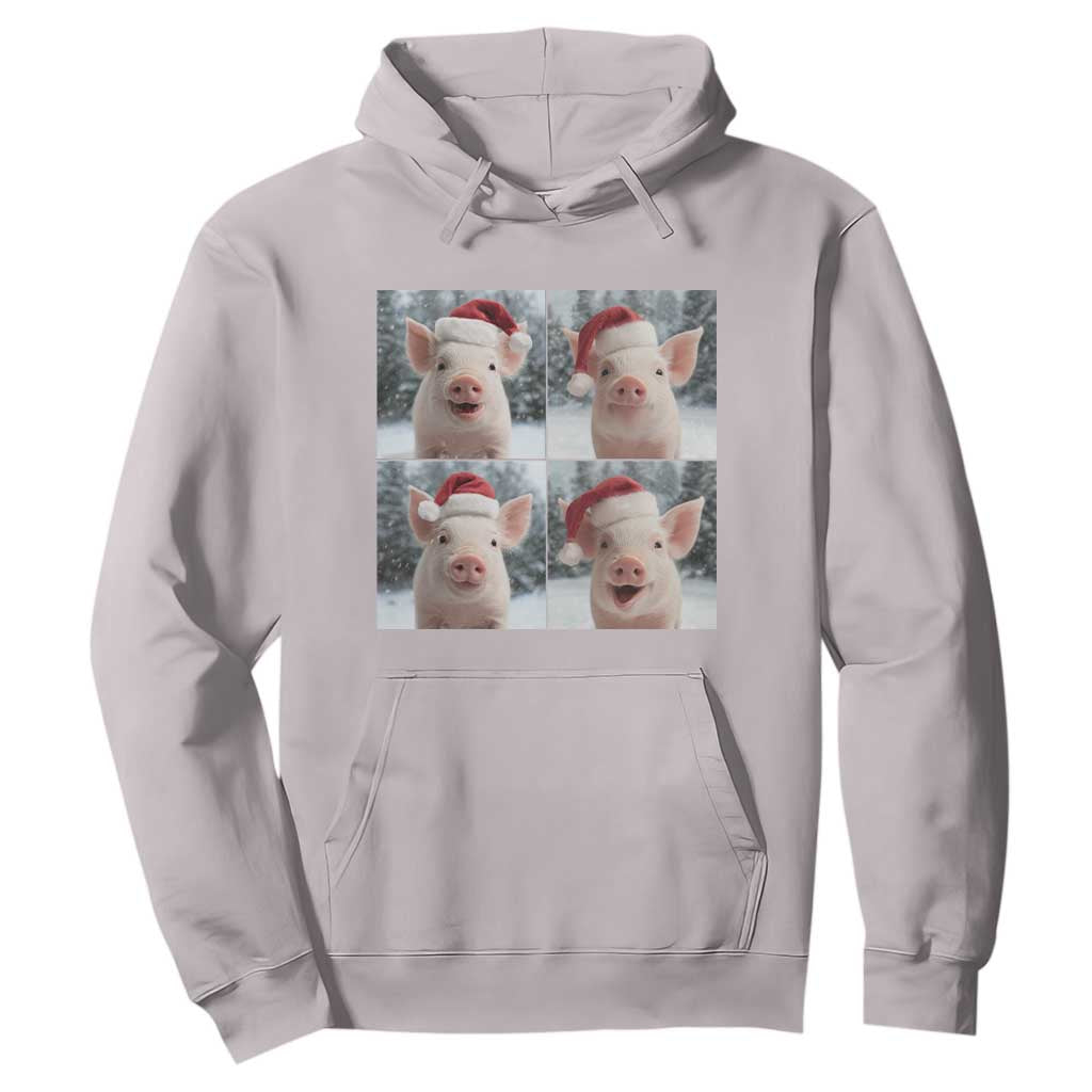 Funny Pig With Santa Hat Photobooth Hoodie Christmas Gift TS12 Ice Gray Print Your Wear