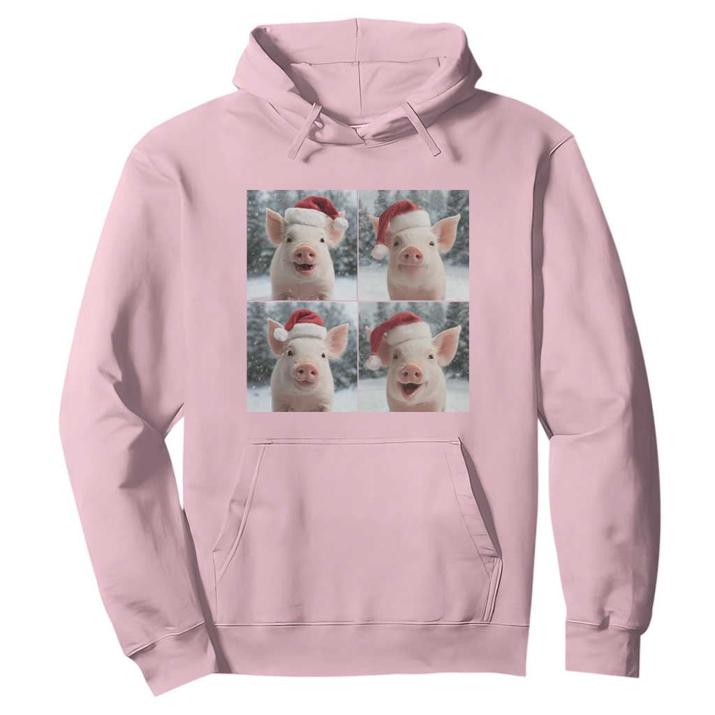 Funny Pig With Santa Hat Photobooth Hoodie Christmas Gift TS12 Light Pink Print Your Wear