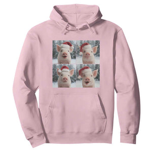 Funny Pig With Santa Hat Photobooth Hoodie Christmas Gift TS12 Light Pink Print Your Wear