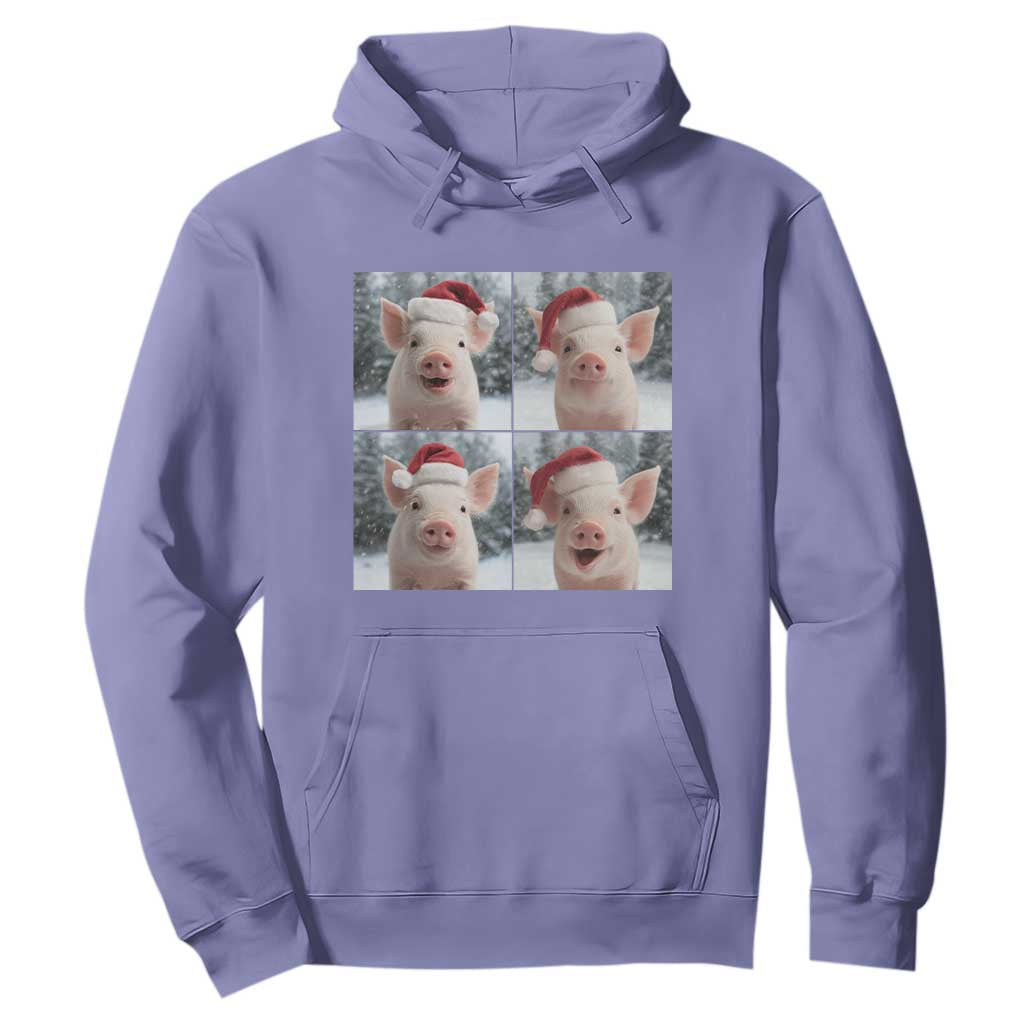 Funny Pig With Santa Hat Photobooth Hoodie Christmas Gift TS12 Violet Print Your Wear