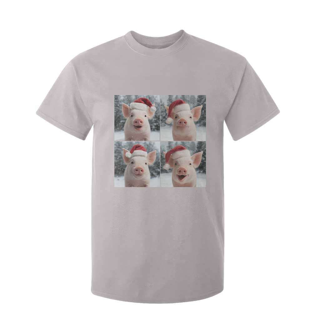 Funny Pig With Santa Hat Photobooth T Shirt For Kid Christmas Gift TS12 Ice Gray Print Your Wear