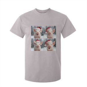 Funny Pig With Santa Hat Photobooth T Shirt For Kid Christmas Gift TS12 Ice Gray Print Your Wear