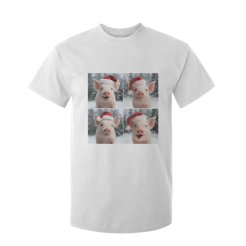Funny Pig With Santa Hat Photobooth T Shirt For Kid Christmas Gift TS12 White Print Your Wear