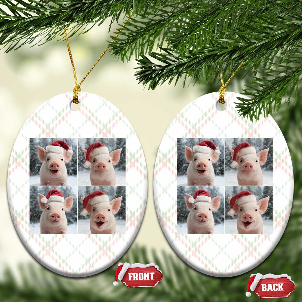 Funny Pig With Santa Hat Photobooth Ceramic Ornament Christmas Gift TS12 Print Your Wear