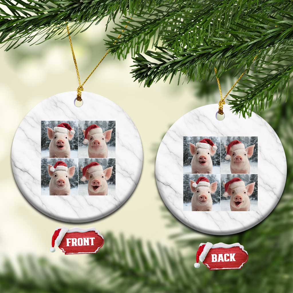 Funny Pig With Santa Hat Photobooth Ceramic Ornament Christmas Gift TS12 1pc White Marble Print Your Wear