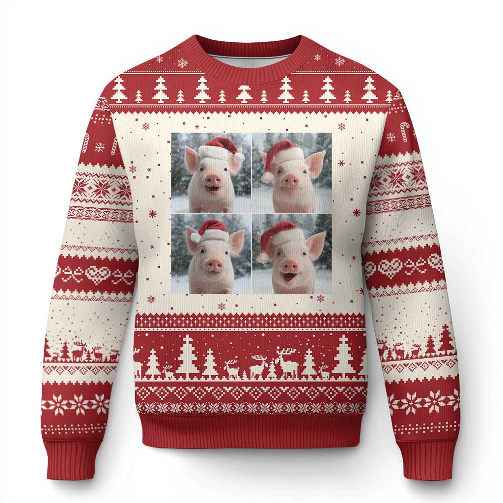 Funny Pig With Santa Hat Photobooth Ugly Christmas Sweater Xmas Gift TS12 Beige Red Print Your Wear