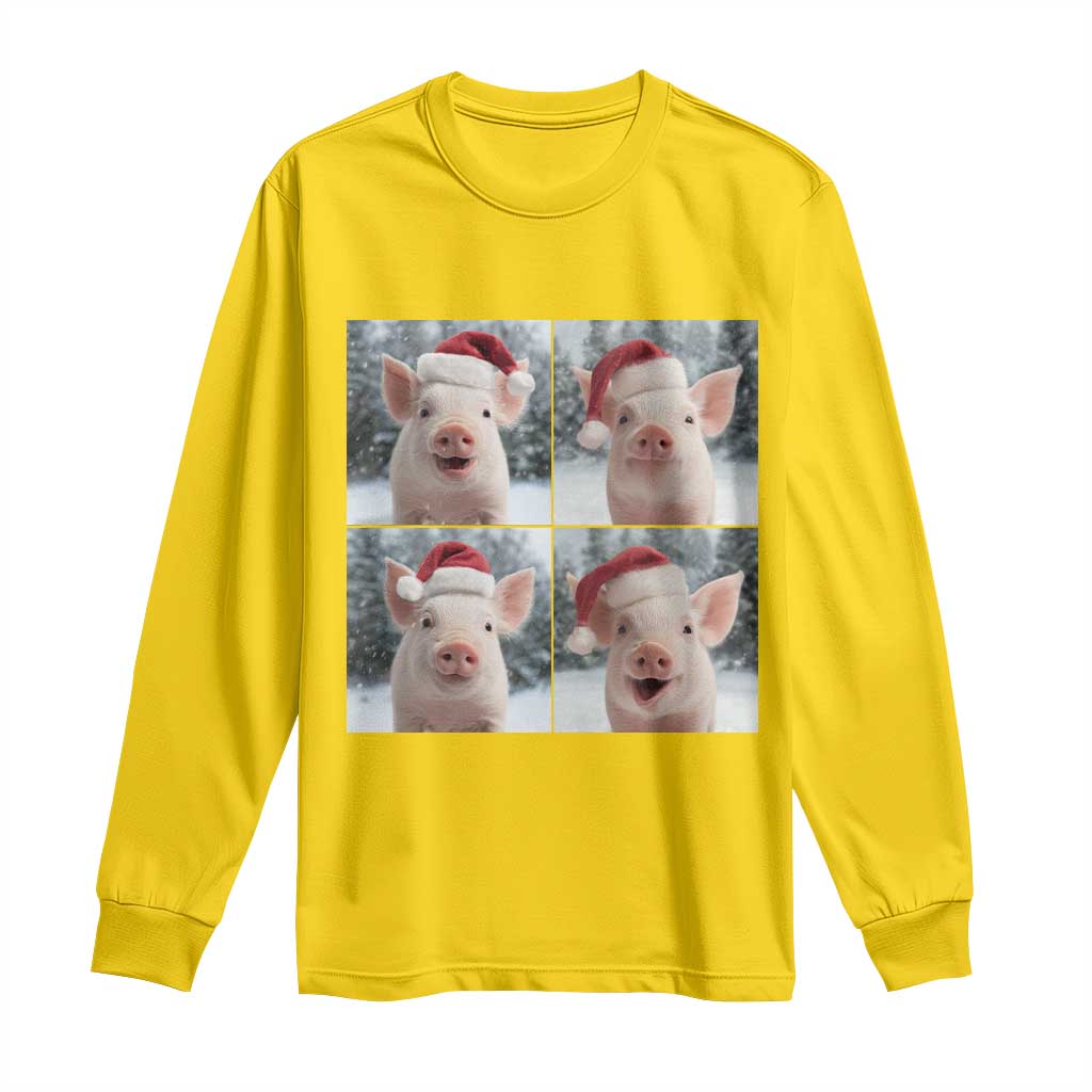 Funny Pig With Santa Hat Photobooth Long Sleeve Shirt Christmas Gift TS12 Daisy Print Your Wear