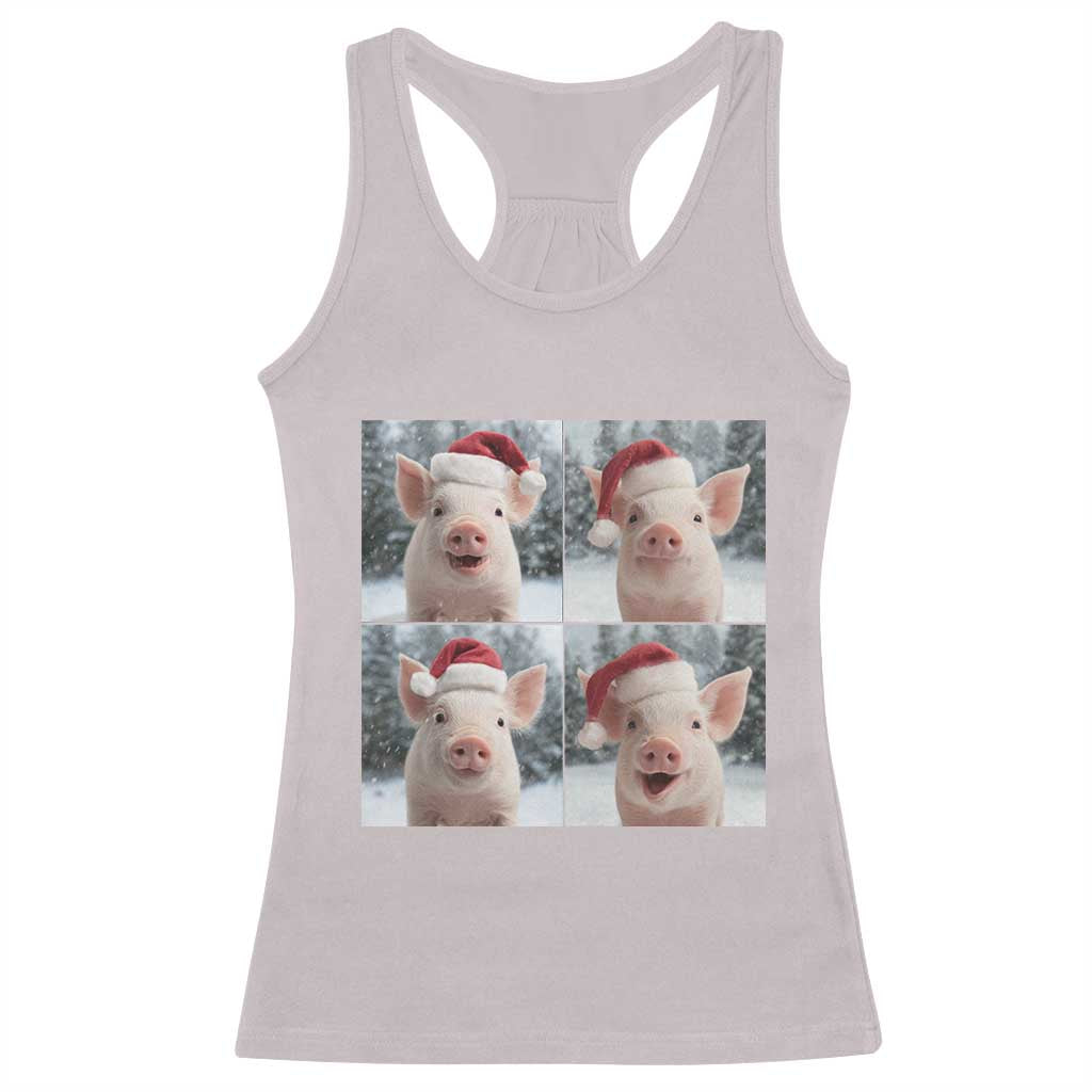 Funny Pig With Santa Hat Photobooth Racerback Tank Top Christmas Gift TS12 Ice Gray Print Your Wear