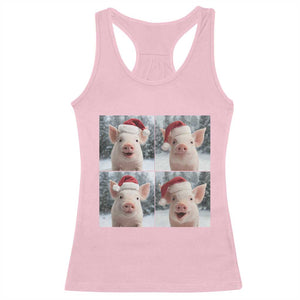 Funny Pig With Santa Hat Photobooth Racerback Tank Top Christmas Gift TS12 Light Pink Print Your Wear