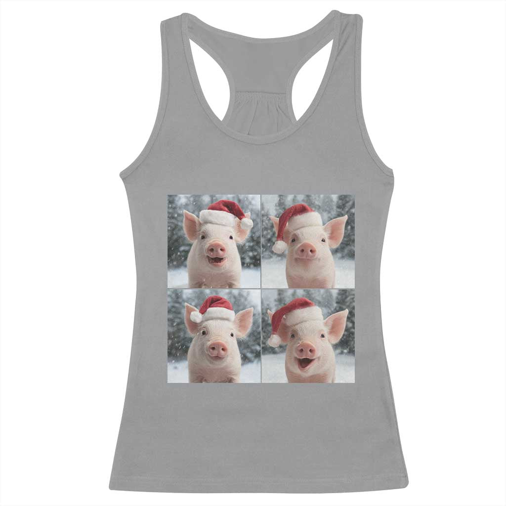 Funny Pig With Santa Hat Photobooth Racerback Tank Top Christmas Gift TS12 Sport Gray Print Your Wear