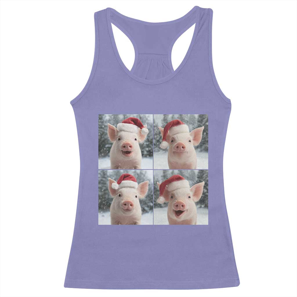 Funny Pig With Santa Hat Photobooth Racerback Tank Top Christmas Gift TS12 Violet Print Your Wear