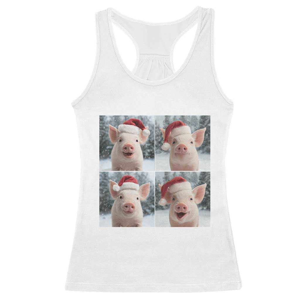 Funny Pig With Santa Hat Photobooth Racerback Tank Top Christmas Gift TS12 White Print Your Wear