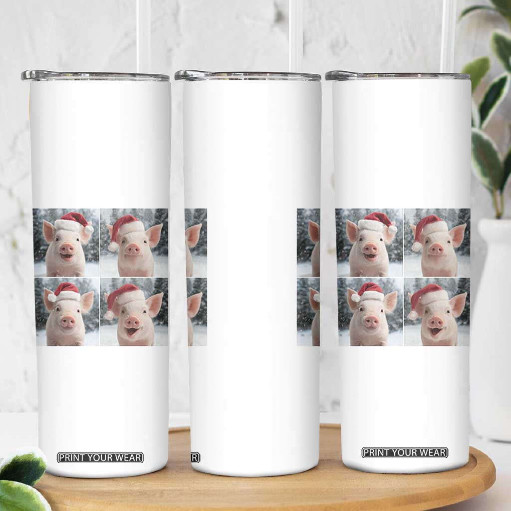 Funny Pig With Santa Hat Photobooth Skinny Tumbler Christmas Gift TS12 Print Your Wear
