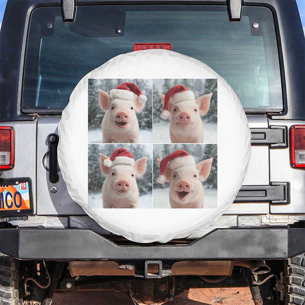Funny Pig With Santa Hat Photobooth Spare Tire Cover Christmas Gift TS12 No hole White Print Your Wear