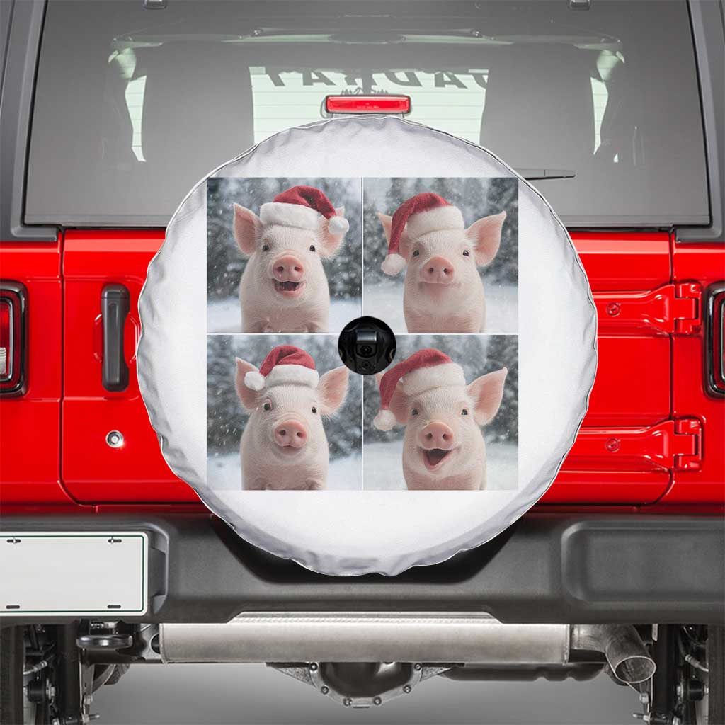 Funny Pig With Santa Hat Photobooth Spare Tire Cover Christmas Gift TS12 White Print Your Wear