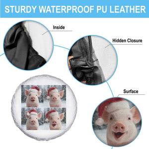 Funny Pig With Santa Hat Photobooth Spare Tire Cover Christmas Gift TS12 Print Your Wear