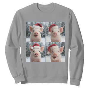 Funny Pig With Santa Hat Photobooth Sweatshirt Christmas Gift TS12 Sport Gray Print Your Wear