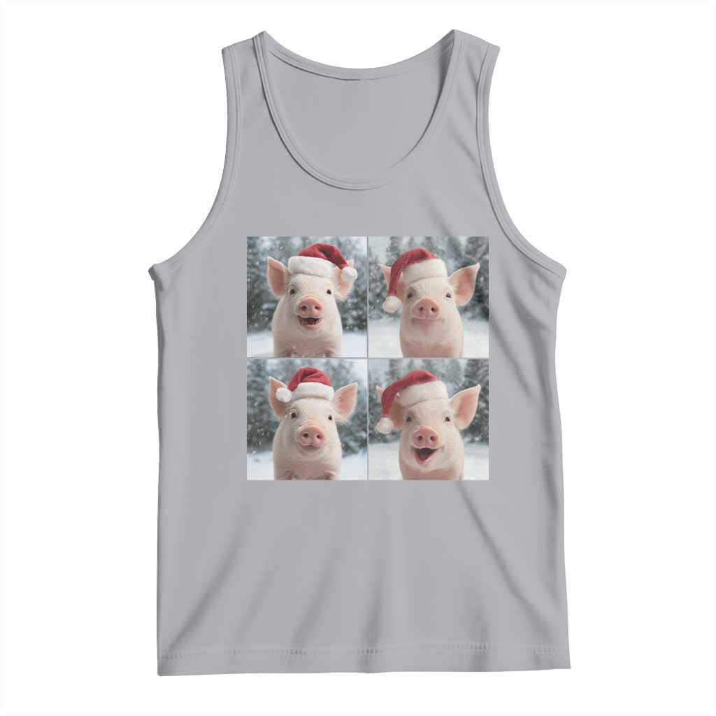 Funny Pig With Santa Hat Photobooth Tank Top Christmas Gift TS12 Athletic Heather Print Your Wear
