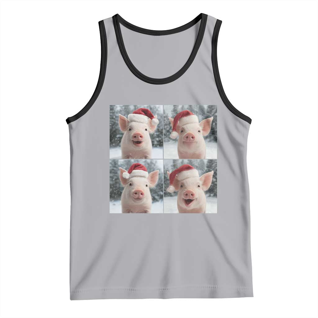 Funny Pig With Santa Hat Photobooth Tank Top Christmas Gift TS12 Athletic Heather Black Print Your Wear