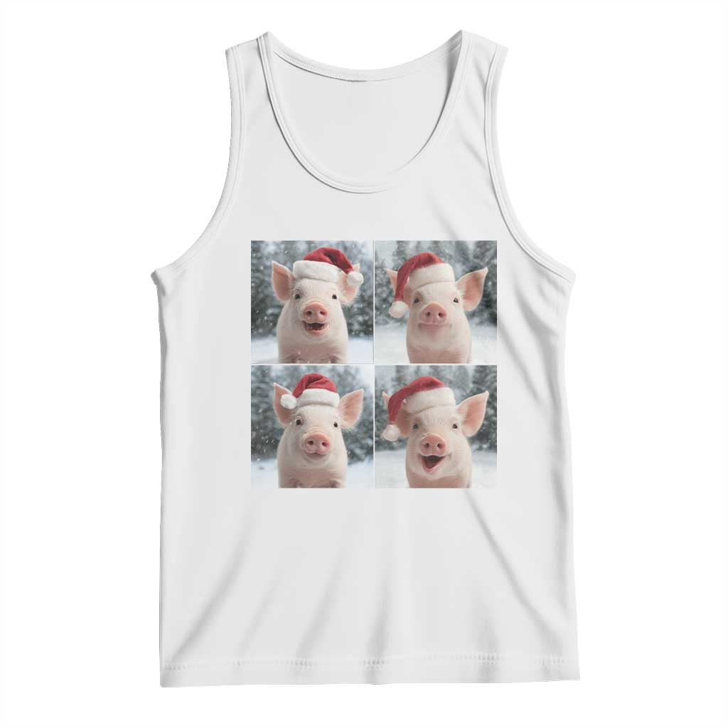 Funny Pig With Santa Hat Photobooth Tank Top Christmas Gift TS12 White Print Your Wear