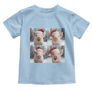 Funny Pig With Santa Hat Photobooth Toddler T Shirt Christmas Gift TS12 Light Blue Print Your Wear