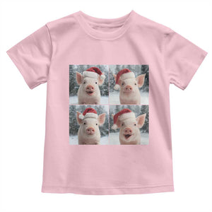 Funny Pig With Santa Hat Photobooth Toddler T Shirt Christmas Gift TS12 Light Pink Print Your Wear