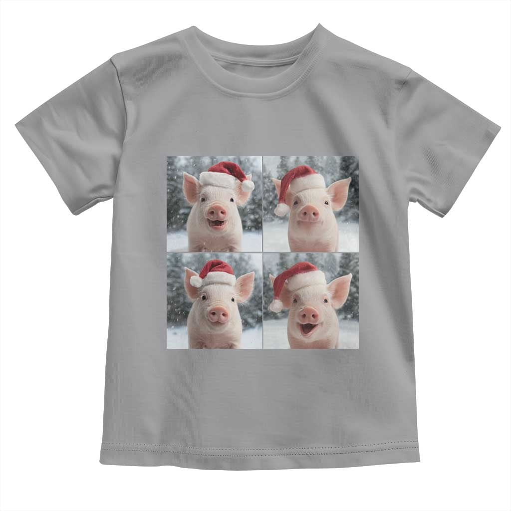 Funny Pig With Santa Hat Photobooth Toddler T Shirt Christmas Gift TS12 Sport Gray Print Your Wear