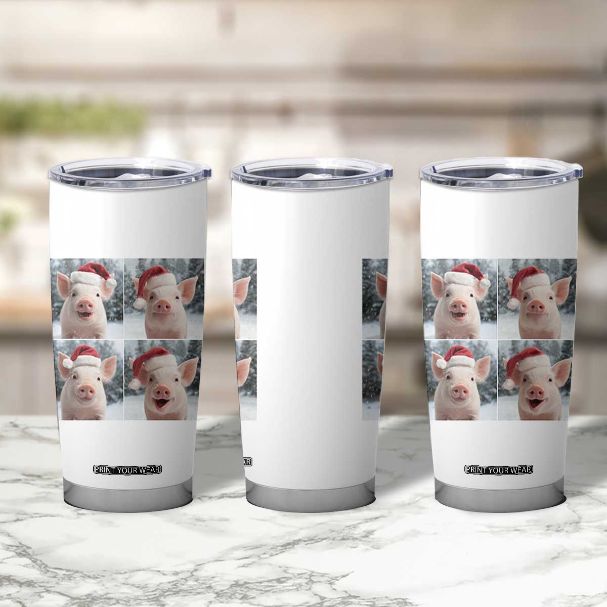Funny Pig With Santa Hat Photobooth Tumbler Cup Christmas Gift TS12 Print Your Wear