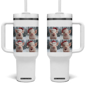 Funny Pig With Santa Hat Photobooth Tumbler With Handle Christmas Gift TS12 One Size: 40 oz White Print Your Wear