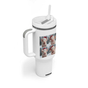 Funny Pig With Santa Hat Photobooth Tumbler With Handle Christmas Gift TS12 Print Your Wear